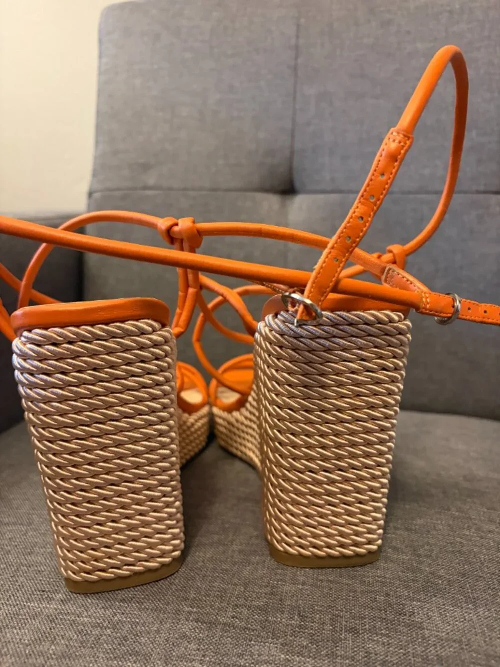 Marc Fisher Orange Espadrille Wedge Sandals
